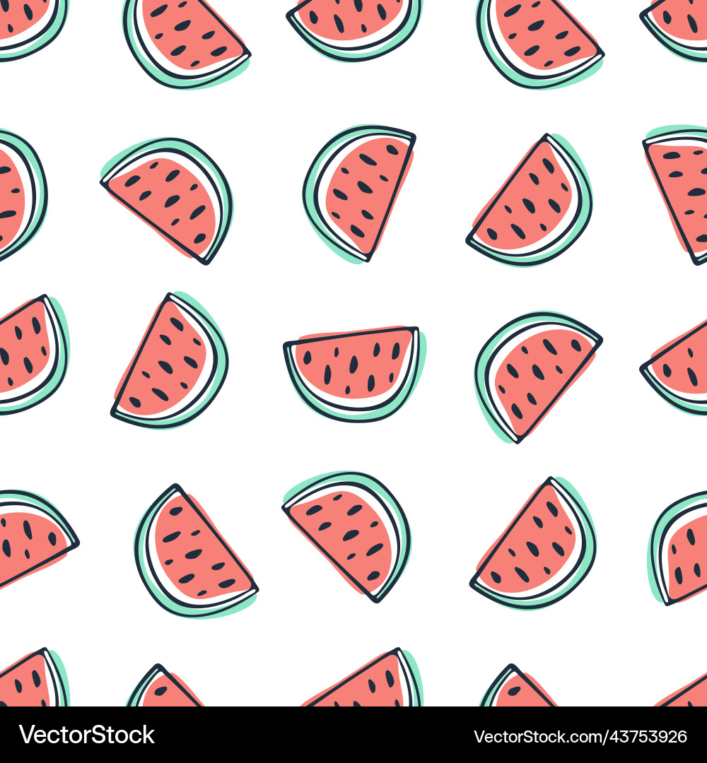 Watermelon seamless pattern in sketchy style Watermelon seamless pattern in sketchy style vector image