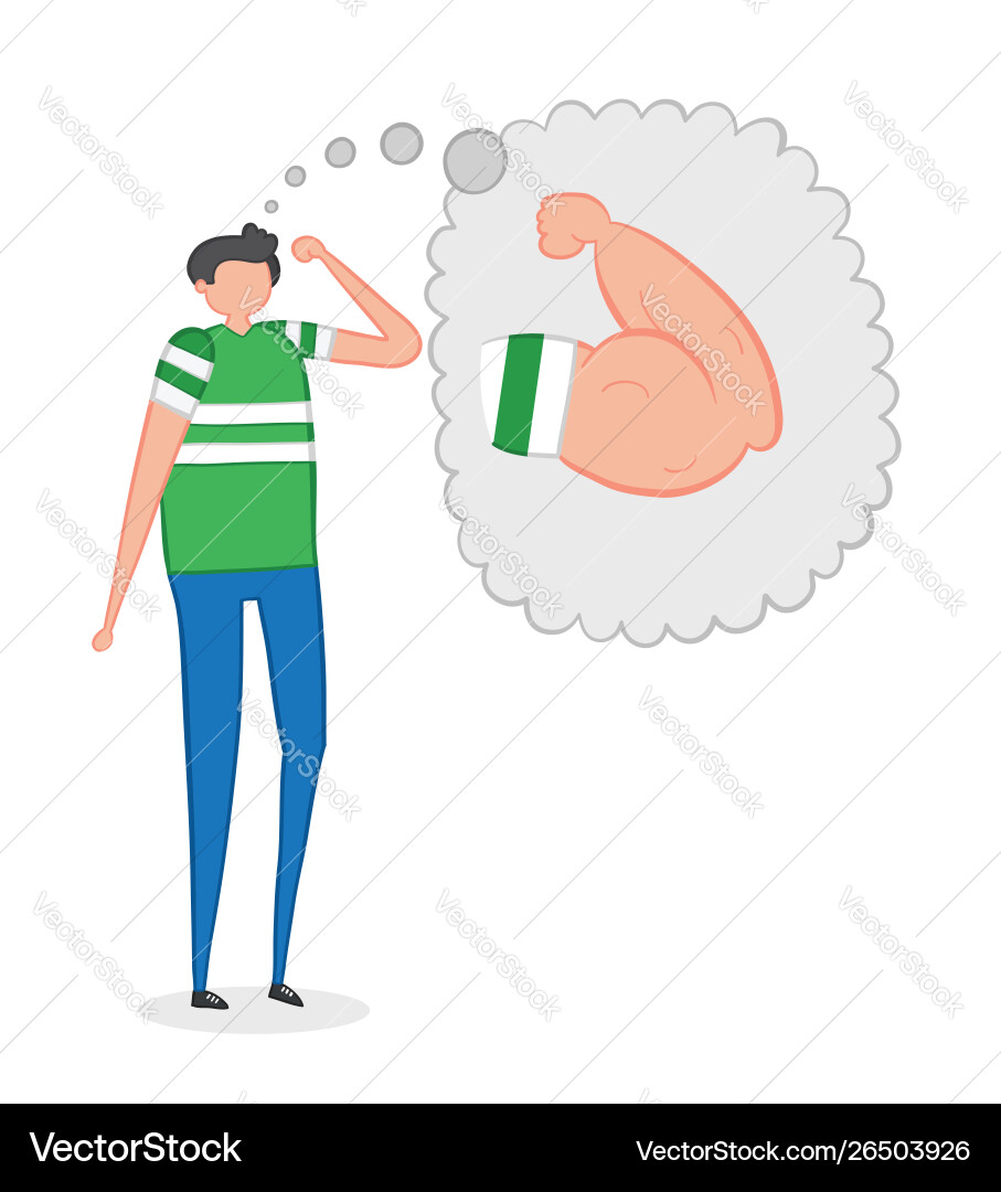 Weak man dreams having muscular arms Weak man dreams having muscular arms vector image