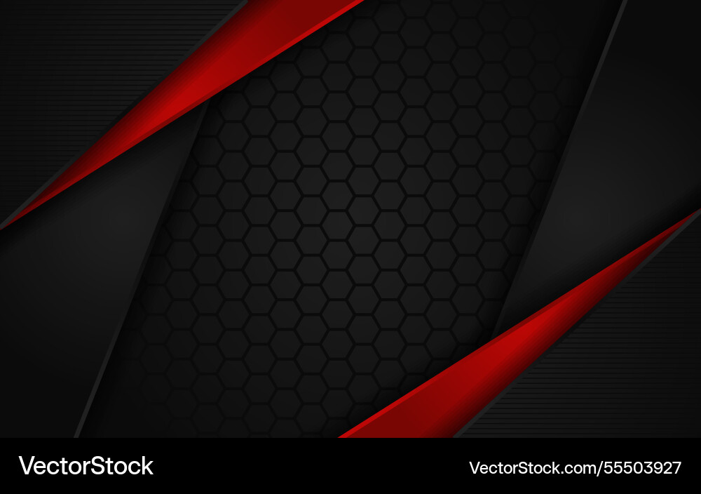 Abstract dark hexagon background with red line Vector Image