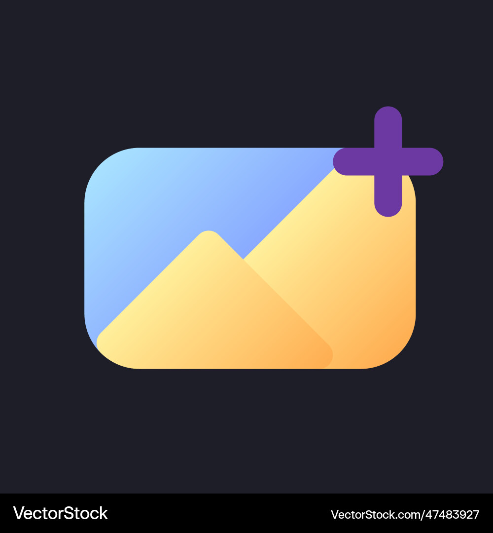 Add image flat gradient fill ui icon for dark Add image flat gradient fill ui icon for dark vector image