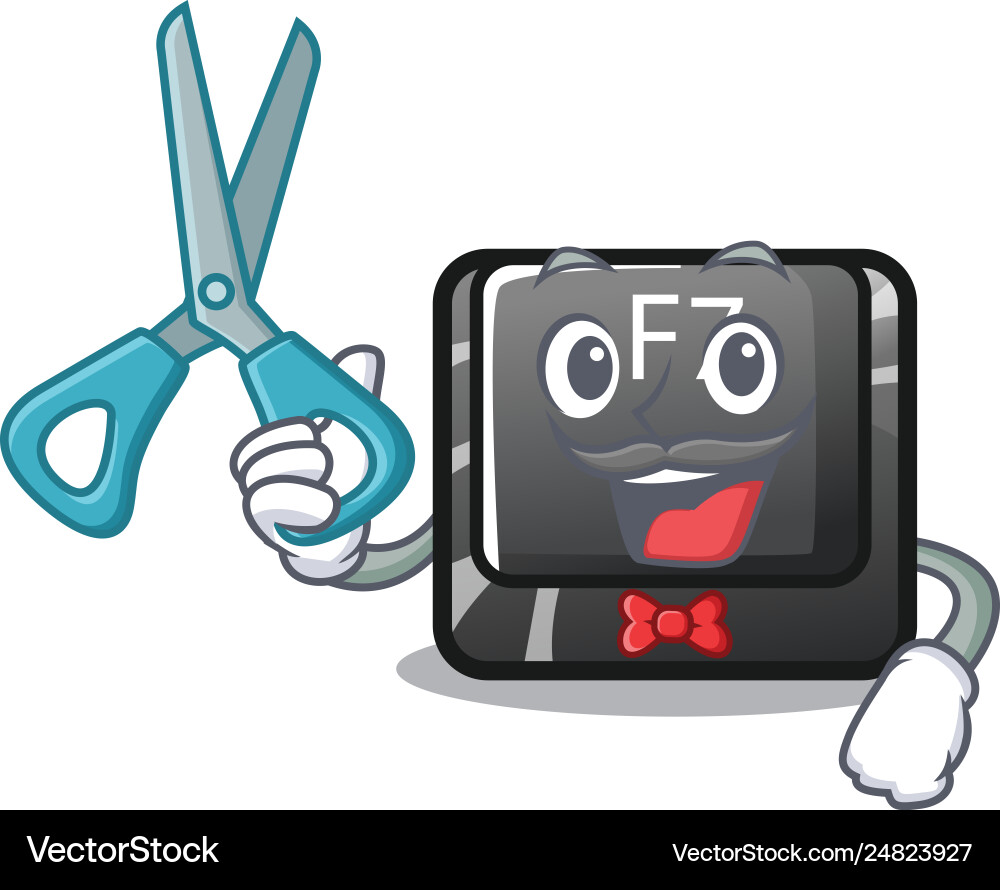 Barber f7 button installed on cartoon keyboard vector image