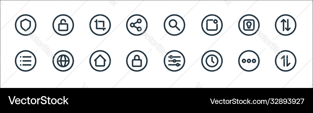Basic ui line icons linear set quality Basic ui line icons linear set quality vector image