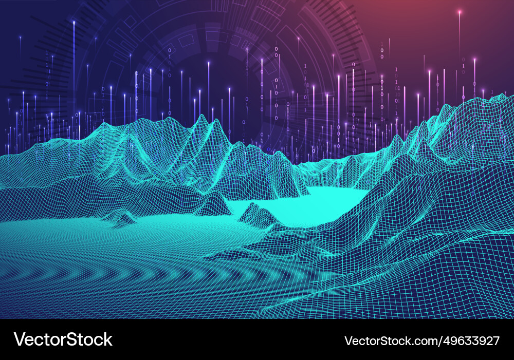 Big data abstract digital futuristic wireframe Vector Image