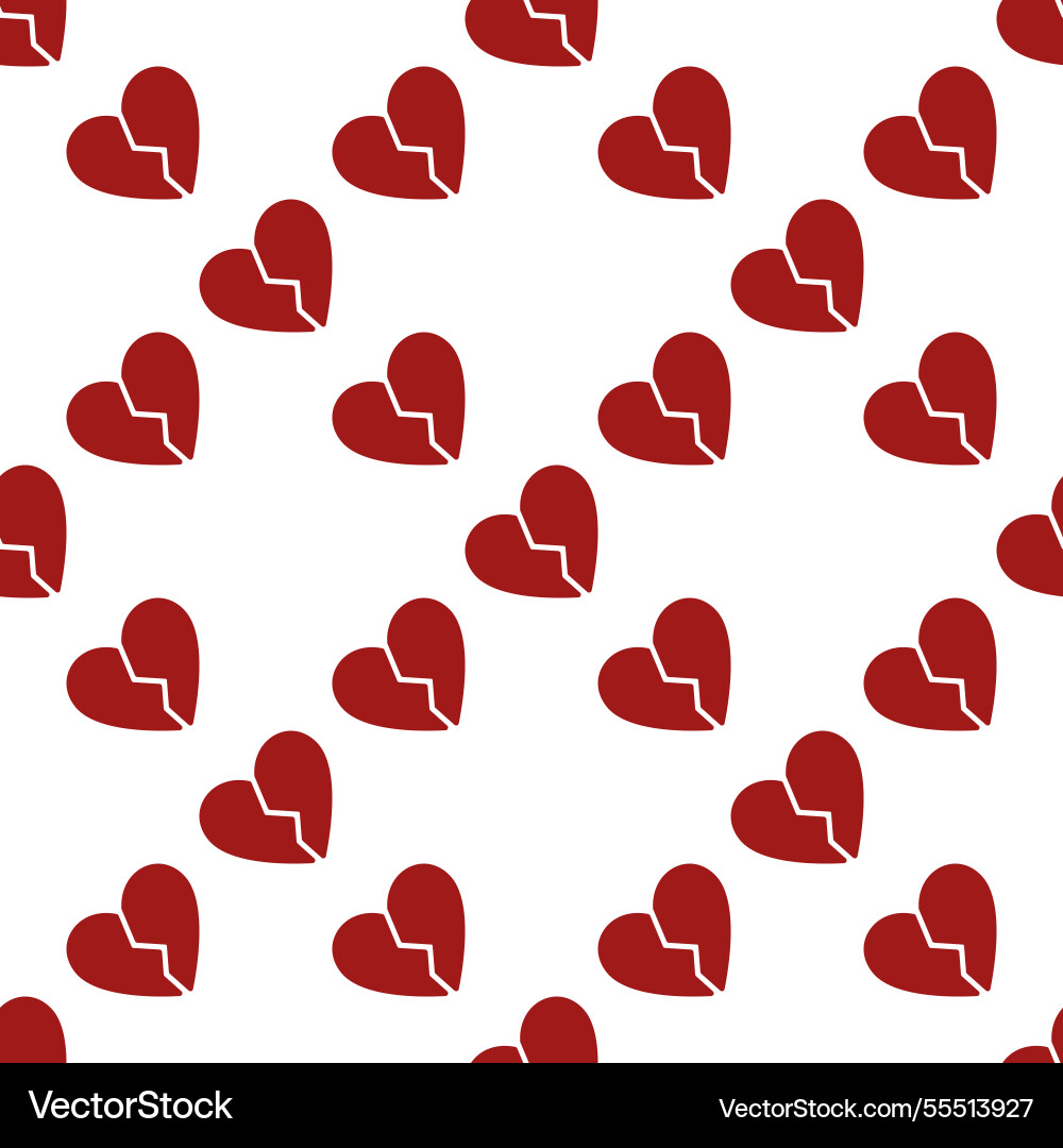 Broken heart concept red seamless pattern Broken heart concept red seamless pattern vector image