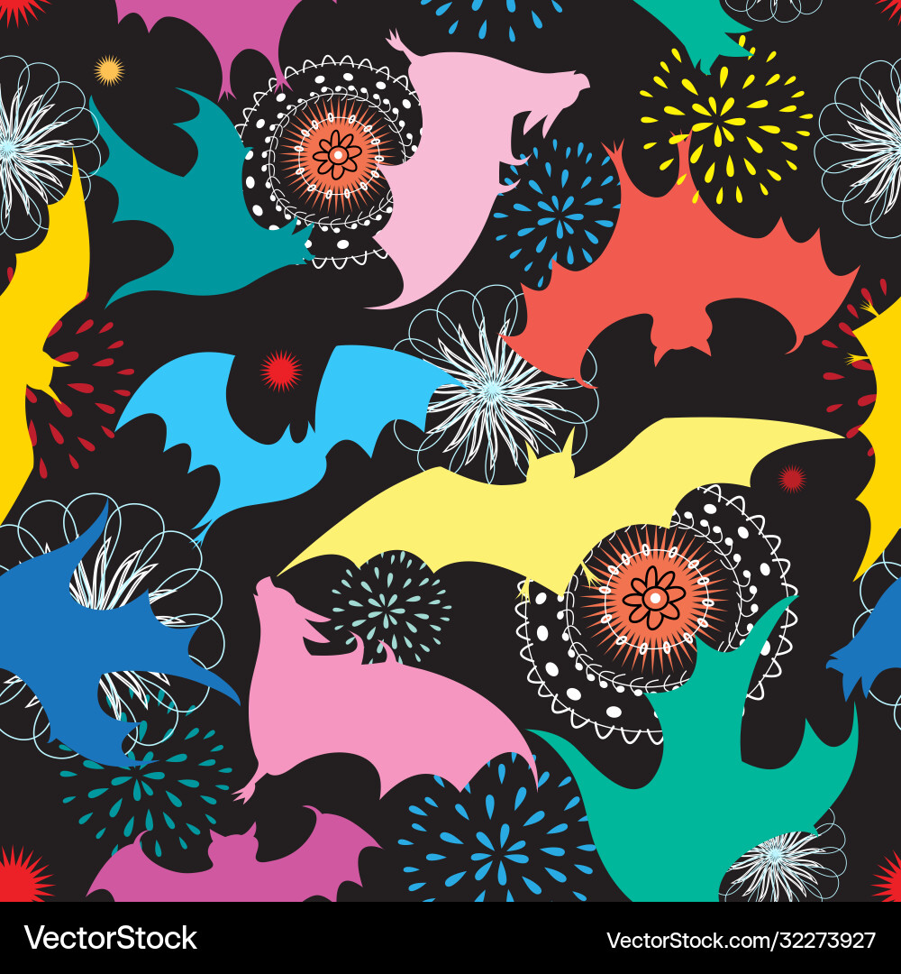 Colorful silhouettes bats Colorful silhouettes bats vector image