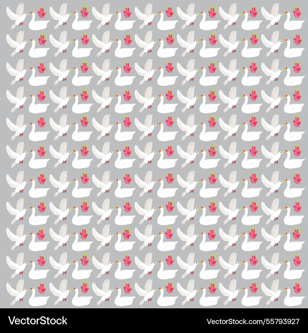 Goose dove with fruit as a pattern background Goose dove with fruit as a pattern background vector image