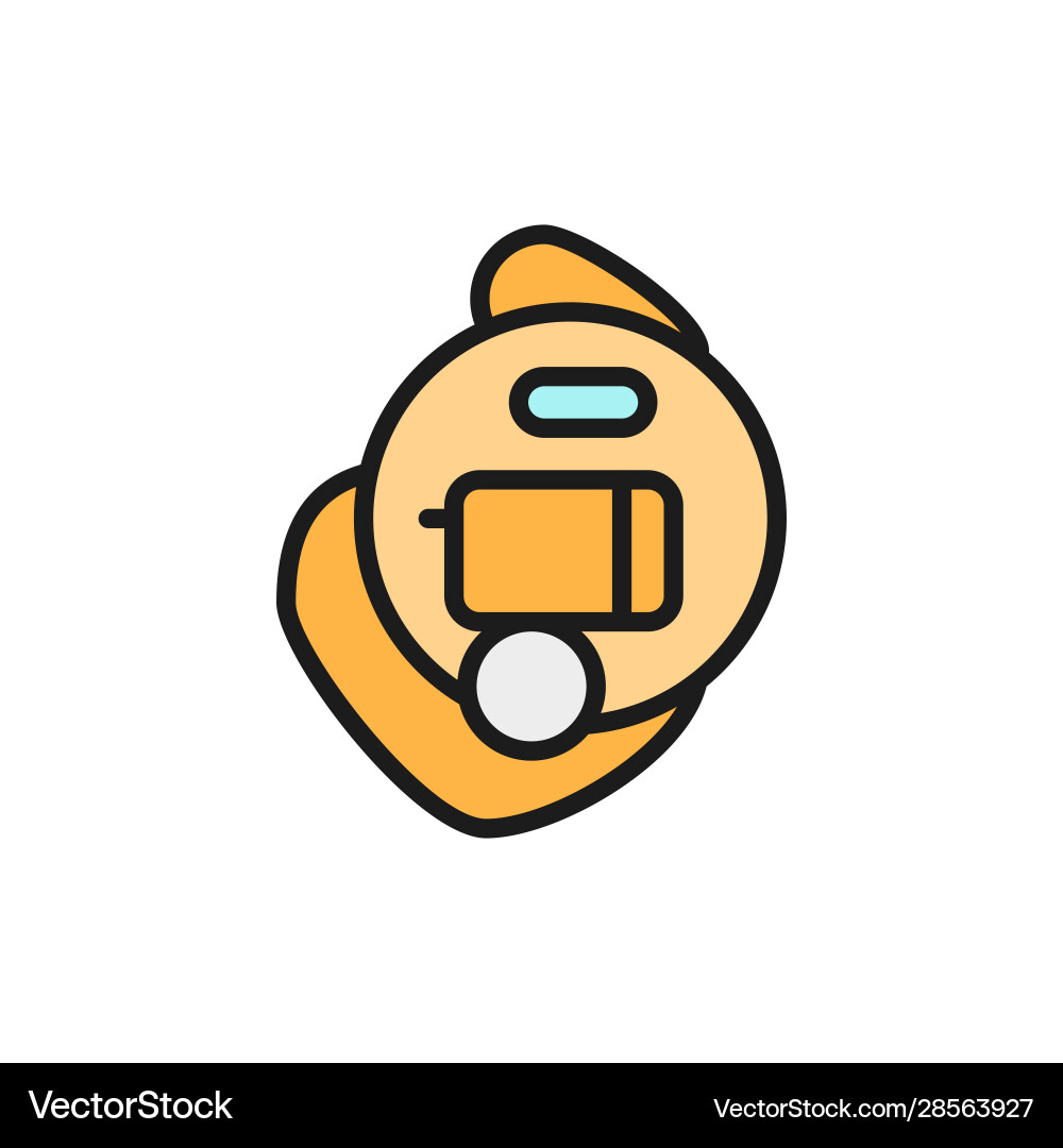 Intra ear hearing aid flat color line icon Intra ear hearing aid flat color line icon Vector Image