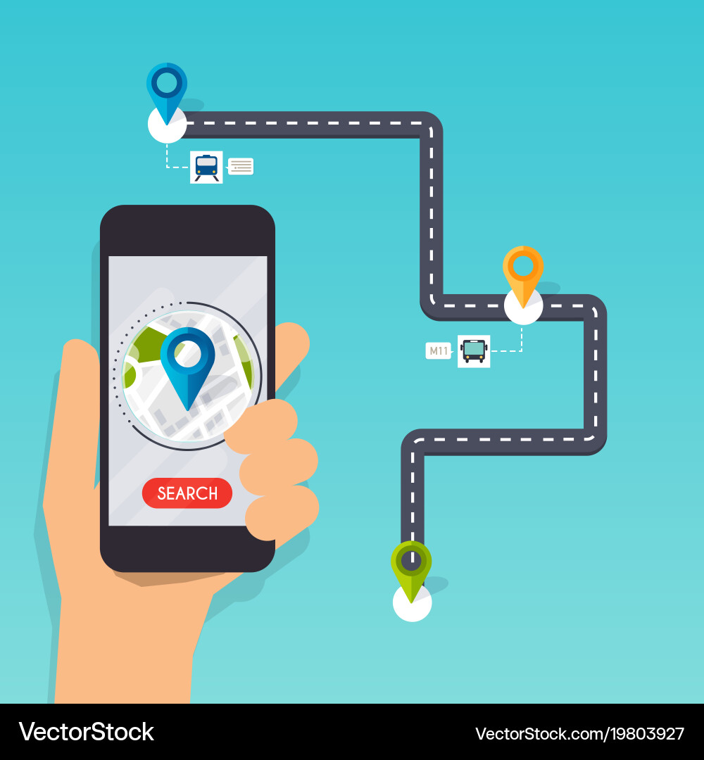 Navigation Route Mobile App vector image