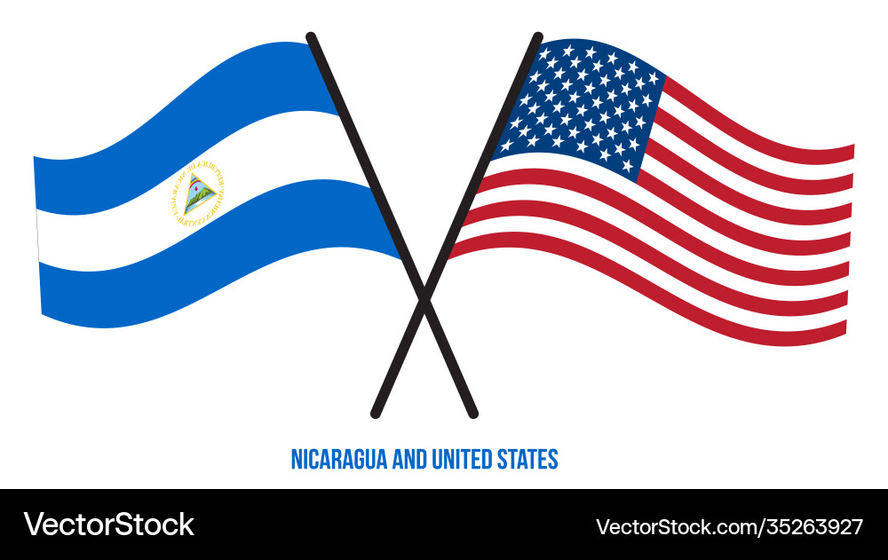 Nicaragua und vereinte Staaten Flaggen gekreuzt Nicaragua und vereinte Staaten Flaggen gekreuzt vektorbild