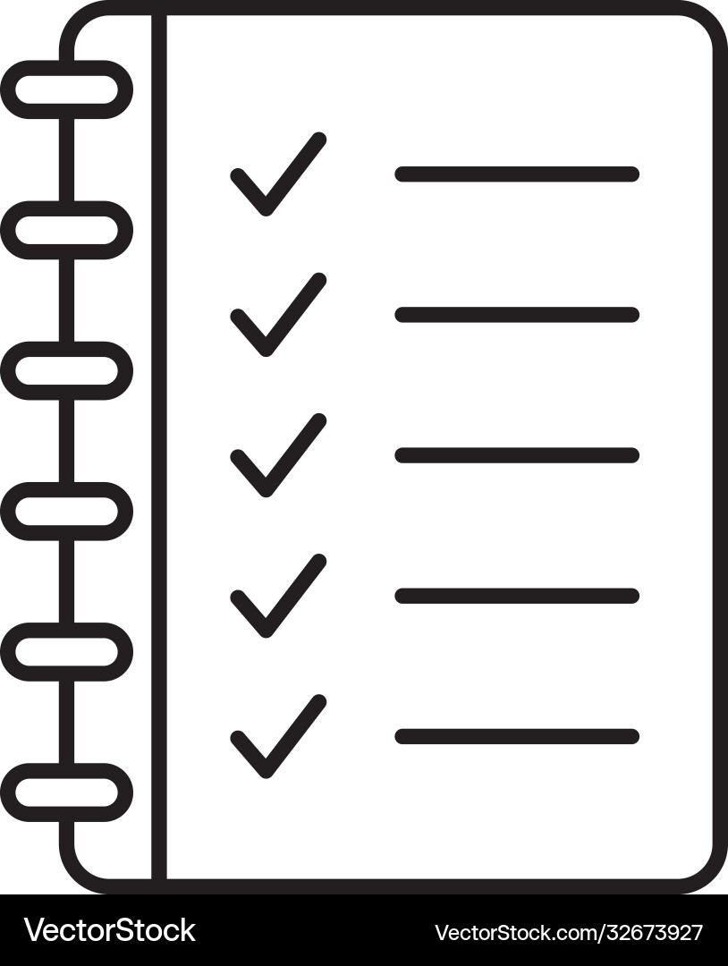Notebook with check marks icon line style vector image