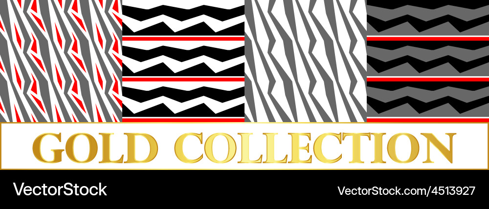 Patterns set broken gray stripes with red patches vector image