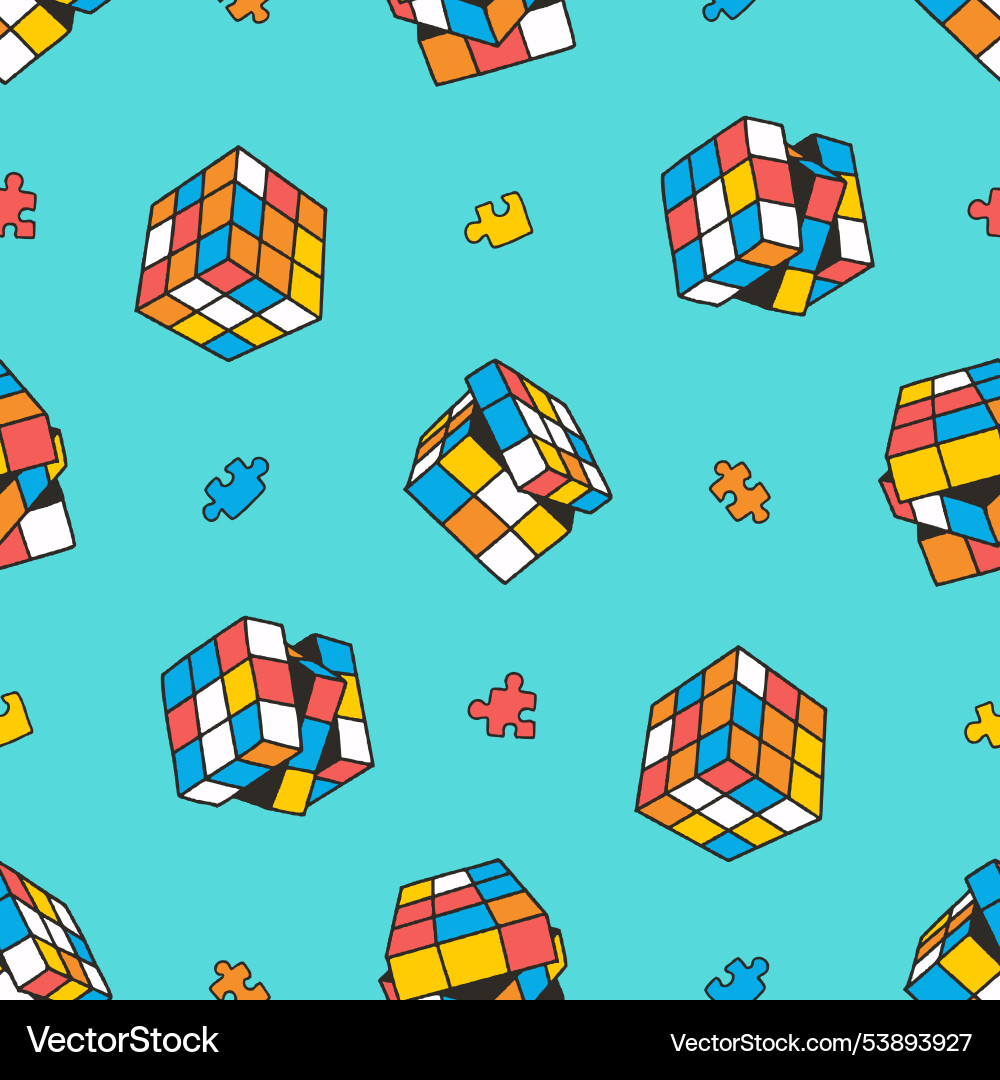Rubiks cube puzzle simple seamless pattern Rubiks cube puzzle simple seamless pattern vector image