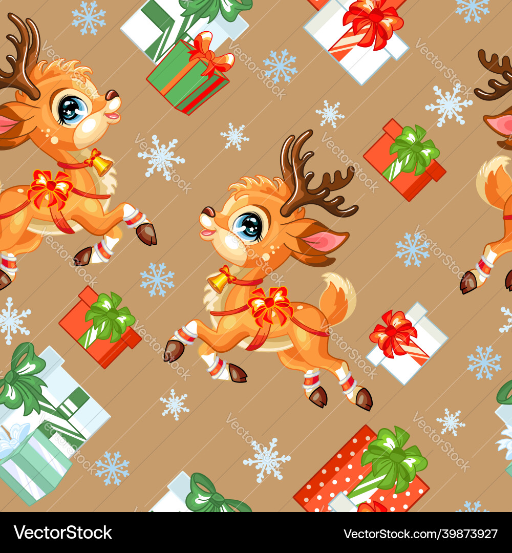 Seamless pattern with fox deer and rabbit Vector Image