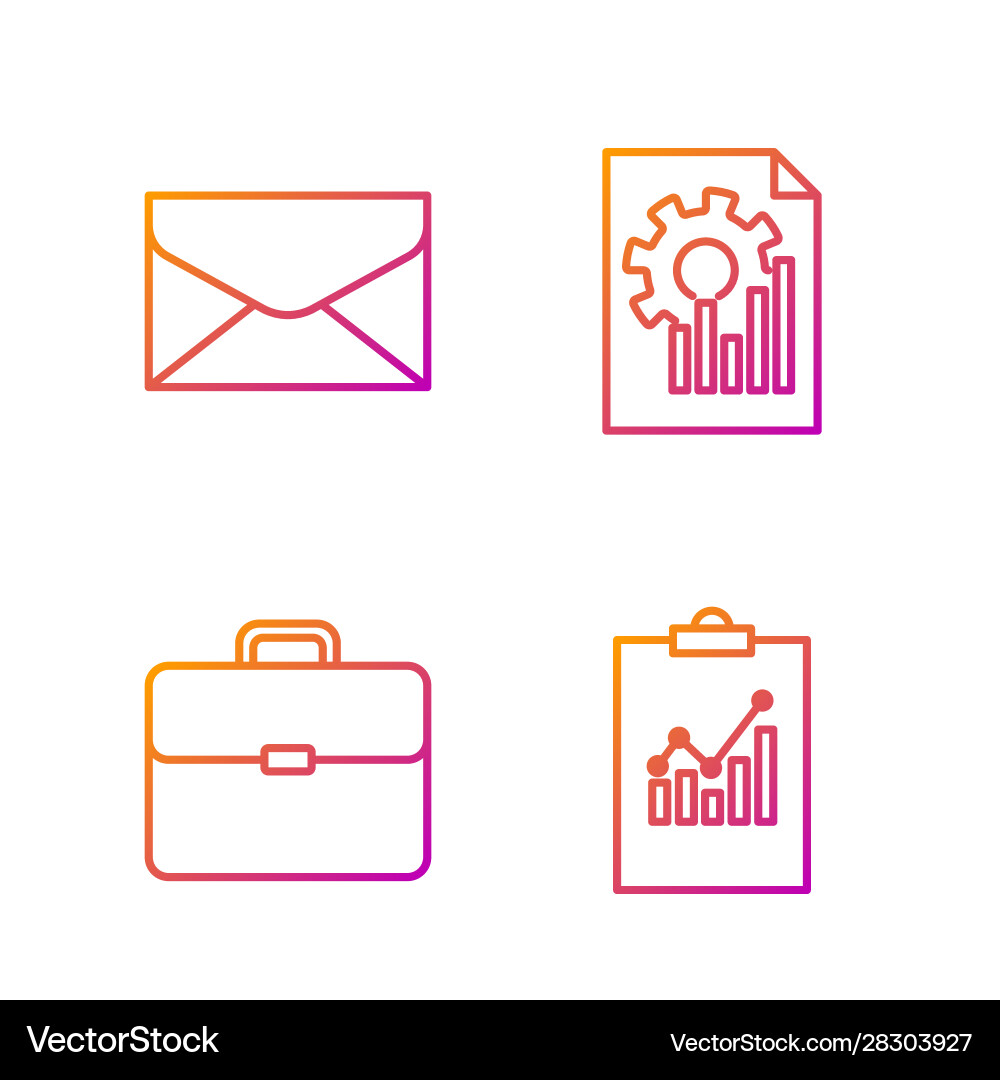 Set line clipboard with graph chart briefcase Set line clipboard with graph chart briefcase vector image