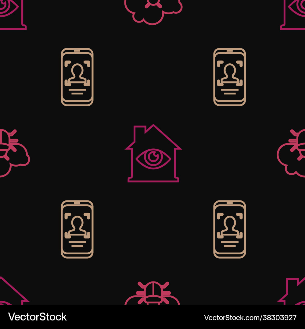 Set line system bug on a cloud mobile and face Set line system bug on a cloud mobile and face vector image