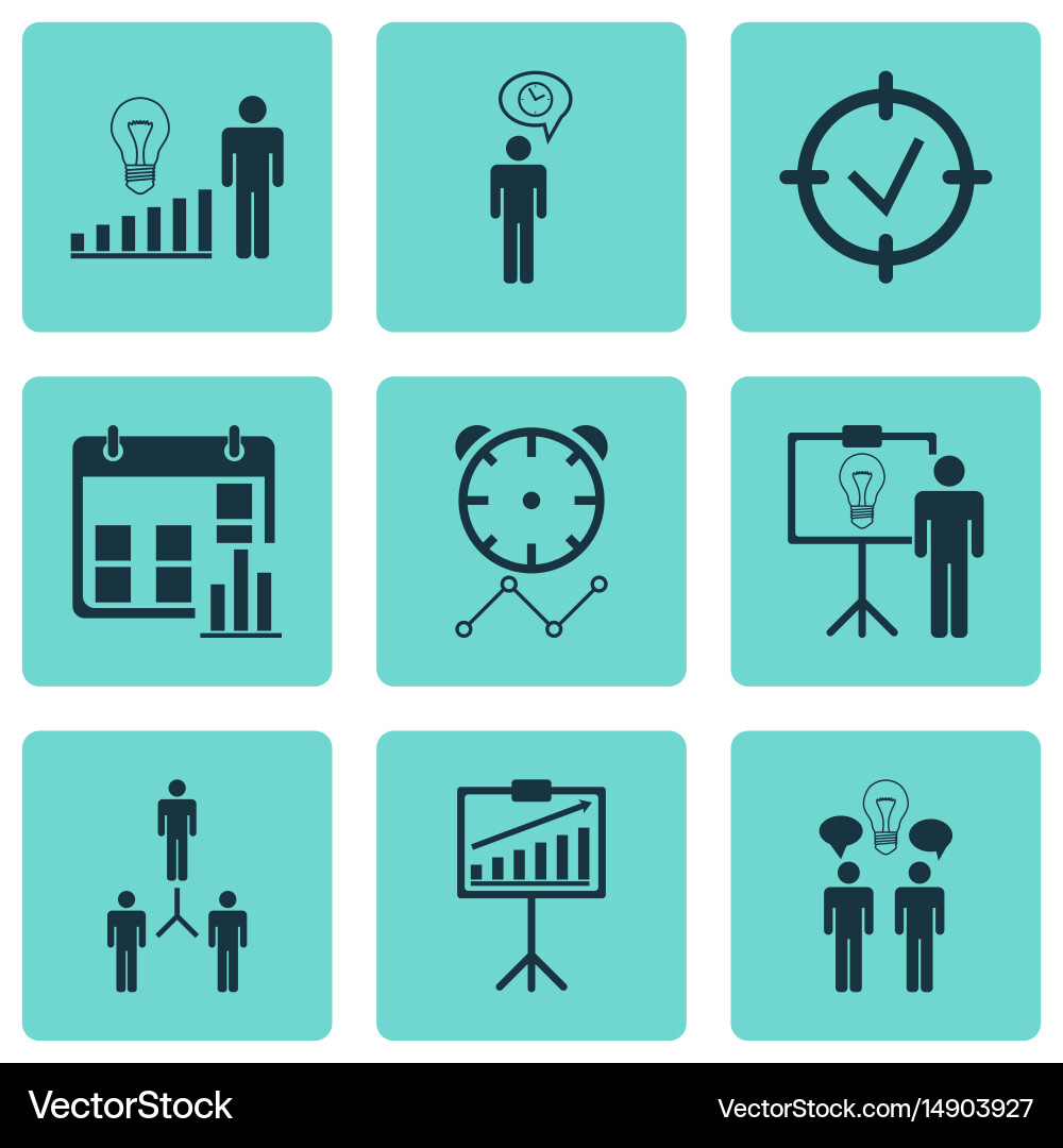Set of 9 board icons includes presentation date vector image