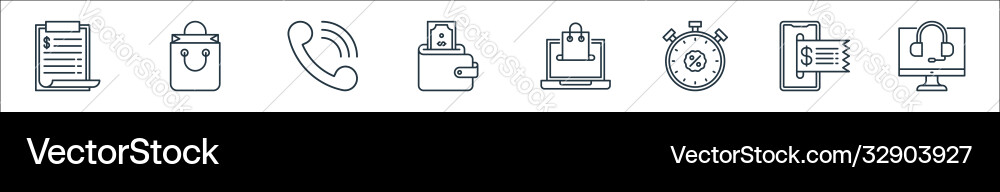 Shopping ecommerce line icons linear set quality Shopping ecommerce line icons linear set quality vector image