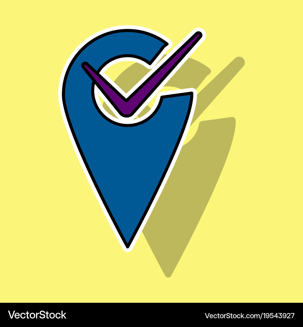 Sticker navigation geolocation icon in flat vector image