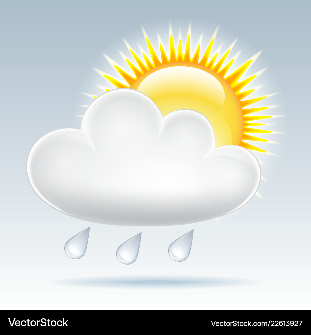 Sun and raining clouds weather web icon Sun and raining clouds weather web icon vector image