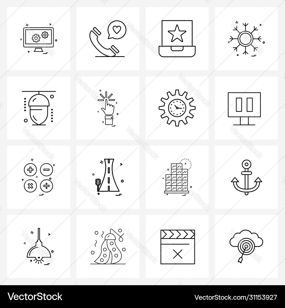 Ui set 16 basic line icons acorn winter vector image