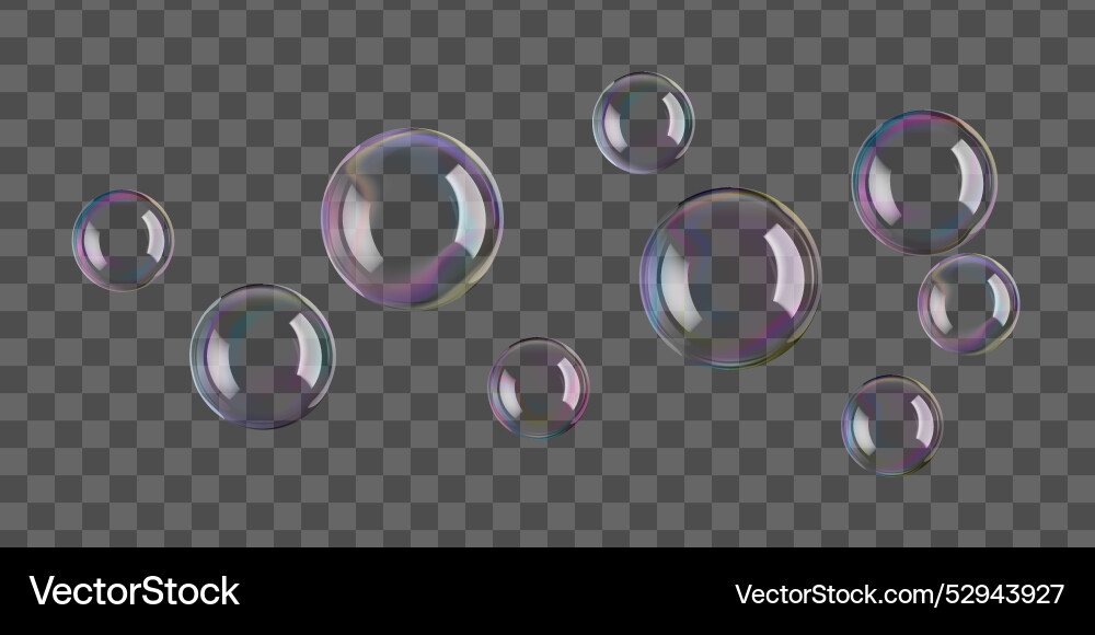 Water bubbles float in gray isolated background Vector Image
