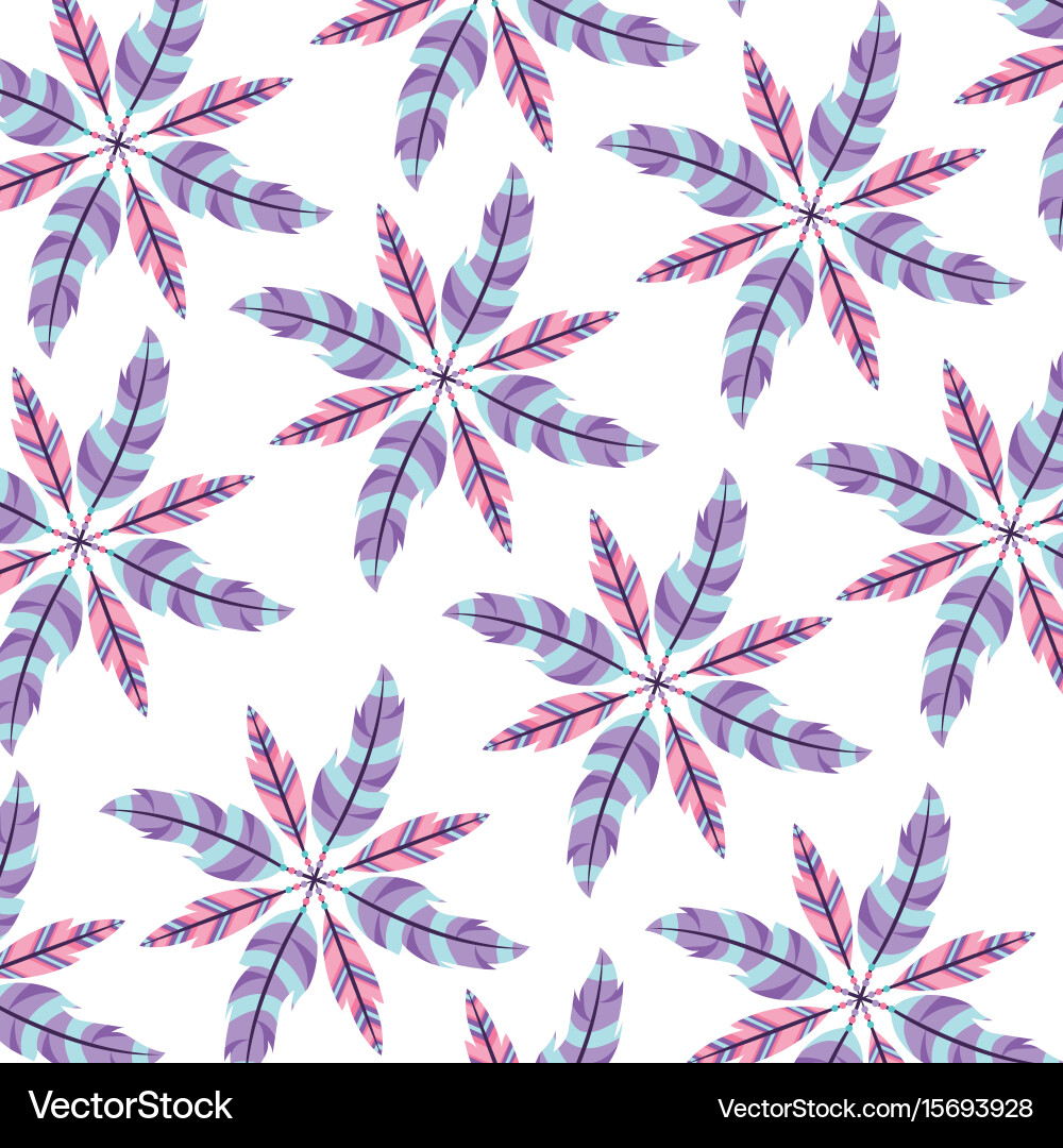Boho style pattern with decorative feathers vector image