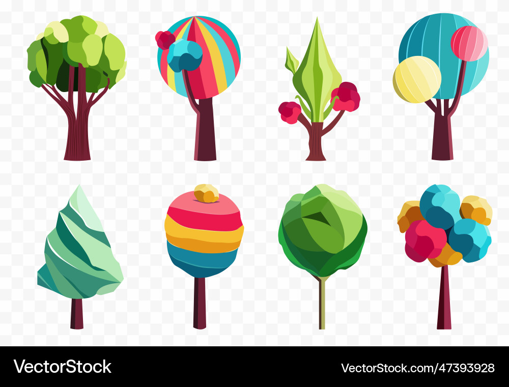 Bäume set lollipop Stil flach Wald Baum Natur Bäume set lollipop Stil flach Wald Baum Natur vektorbild
