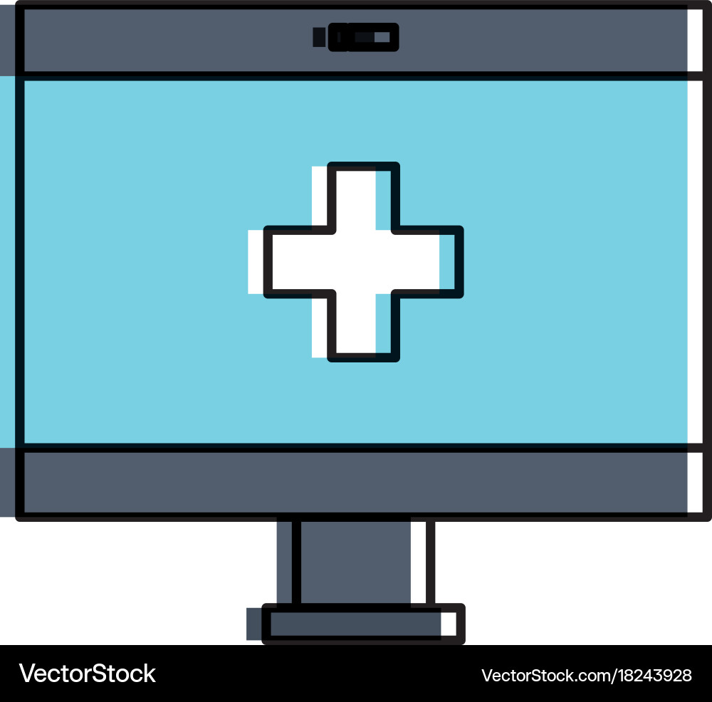 Computer display with medical software vector image