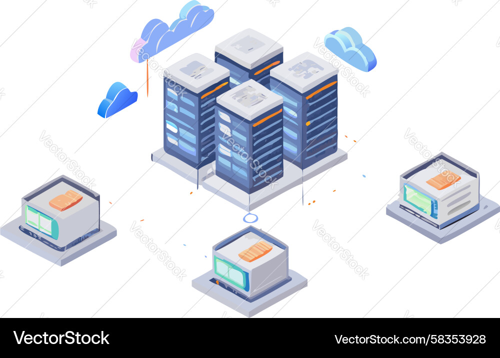 Data Center Server Cluster Vector Image