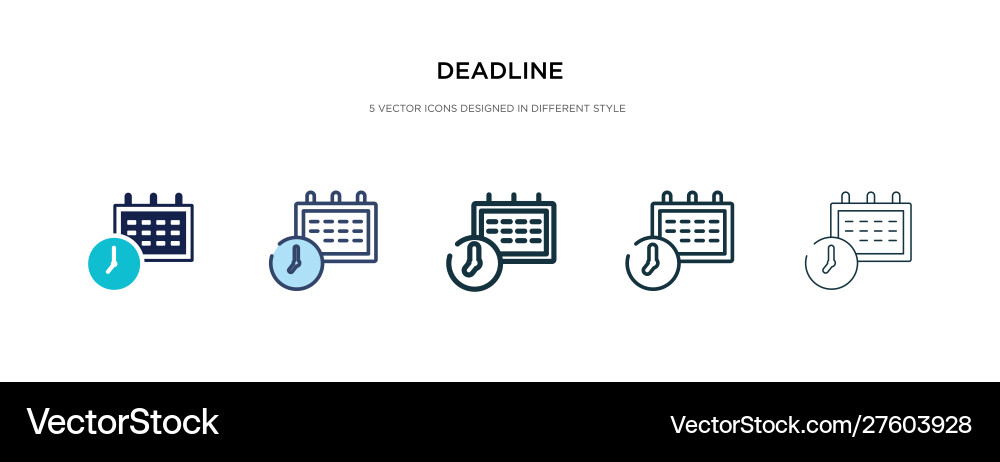 Deadline icon in different style two colored Deadline icon in different style two colored vector image