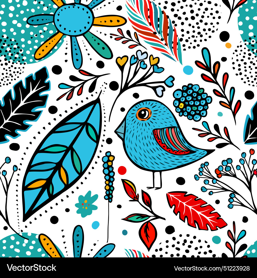 Decorative seamless background with birds Vector Image