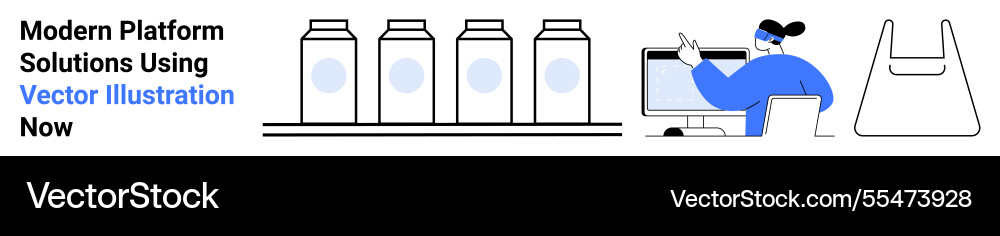 Designer working on computer with milk bottles Vector Image