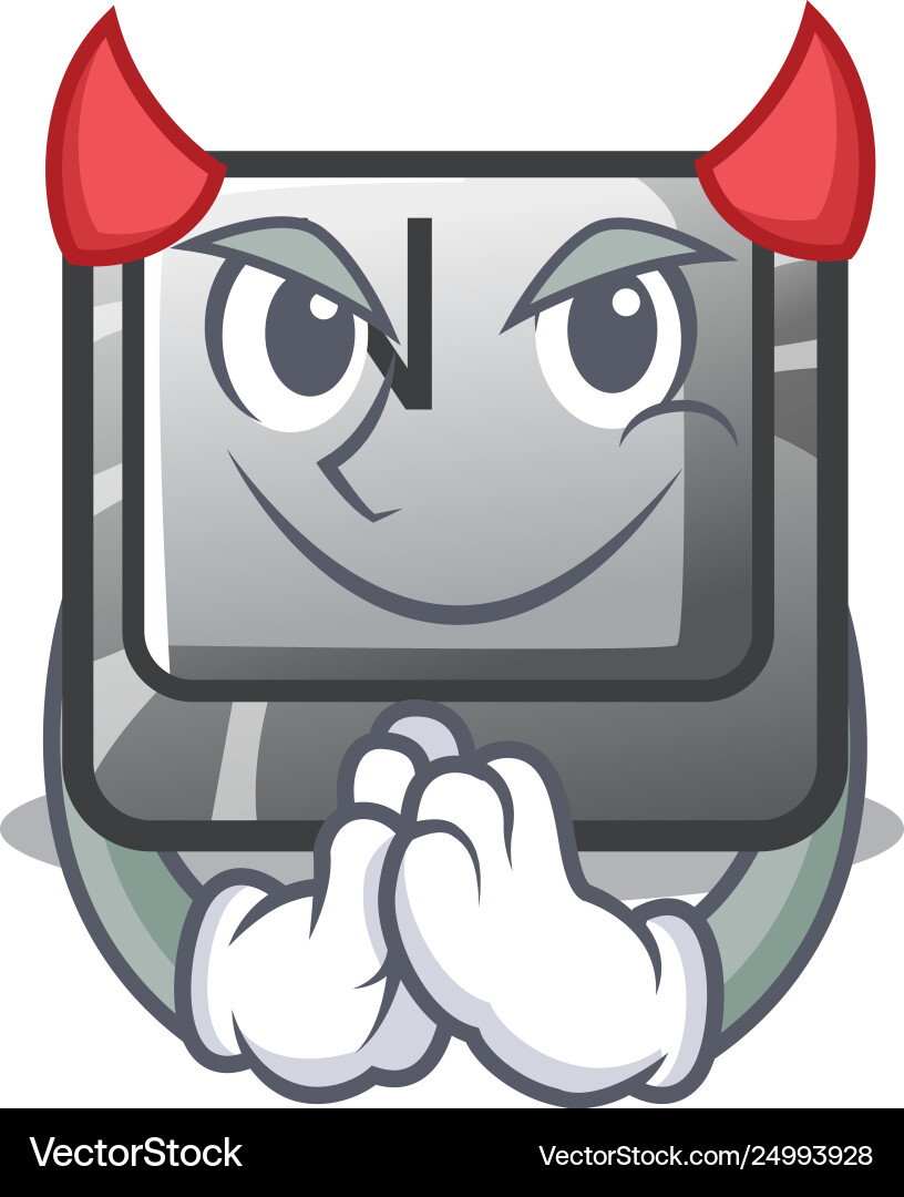 Devil n button attached to mascot keyboard vector image
