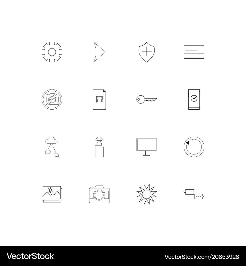 Interface linear thin icons set outlined simple vector image