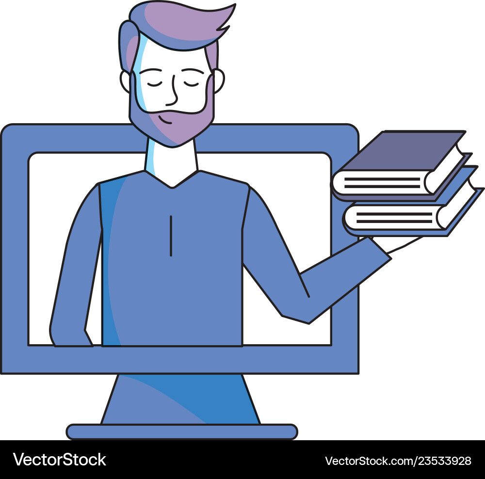 Man with computer Man with computer Vector Image