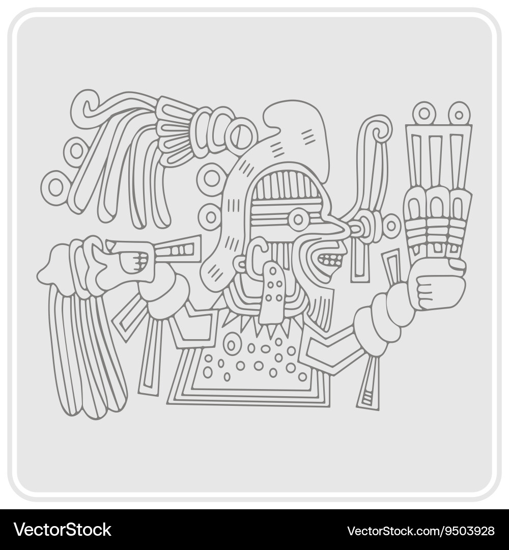 Monochrome icon with symbols from aztec codices Vector Image