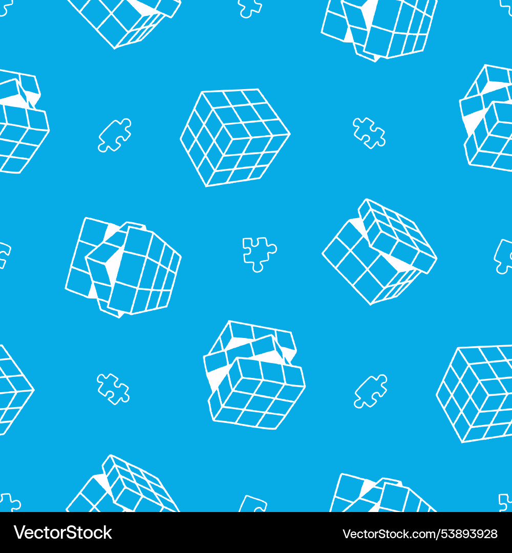 Outline rubiks cube puzzle seamless pattern Outline rubiks cube puzzle seamless pattern vector image