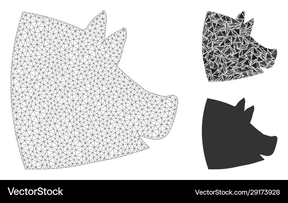 Pig head mesh network model and triangle Pig head mesh network model and triangle vector image