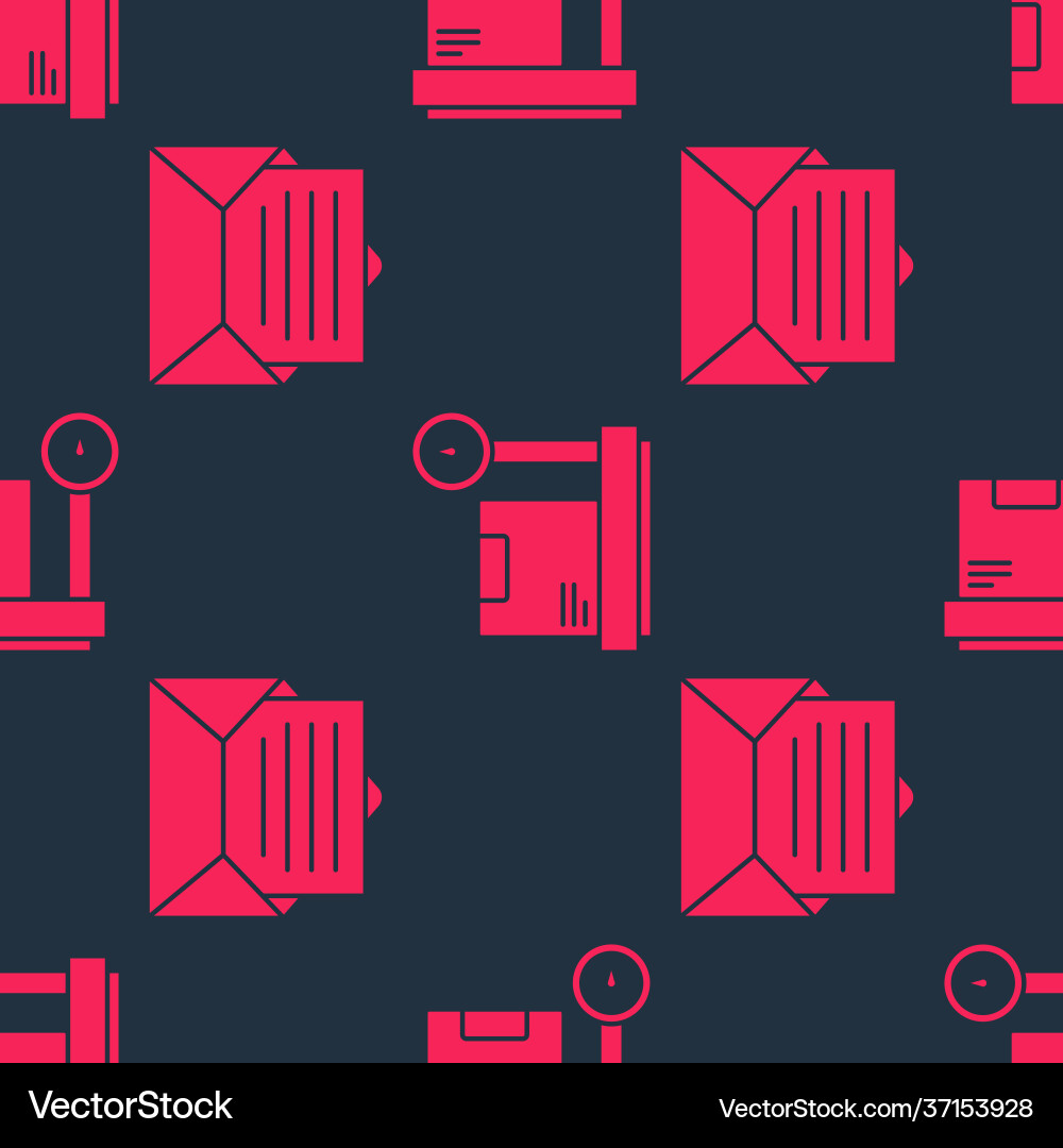 Set envelope and scale with cardboard box vector image