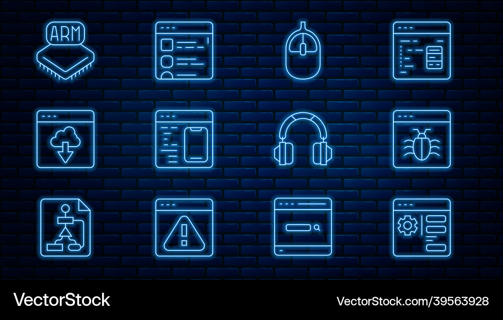 Set line browser setting system bug computer Set line browser setting system bug computer vector image