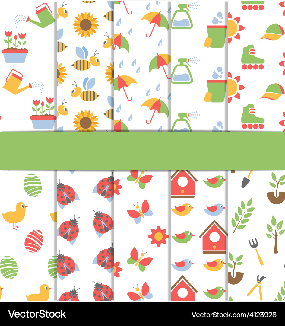 Set of 10 seamless patterns spring vector image