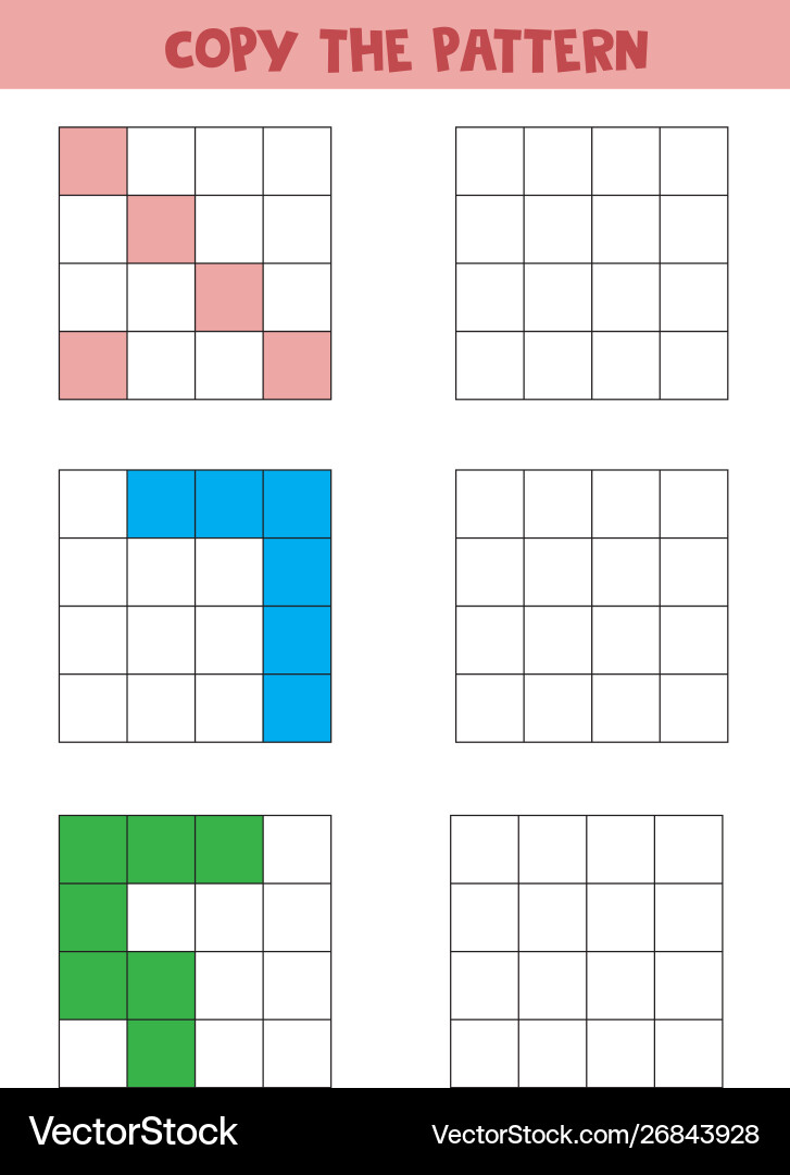 Simple Pattern Copying Worksheet vector image