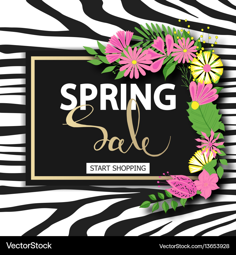 Spring sale with beautiful hand drawn flowers Spring sale with beautiful hand drawn flowers vector image