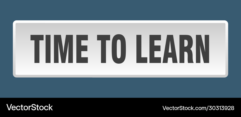 Time to learn button square white vector image