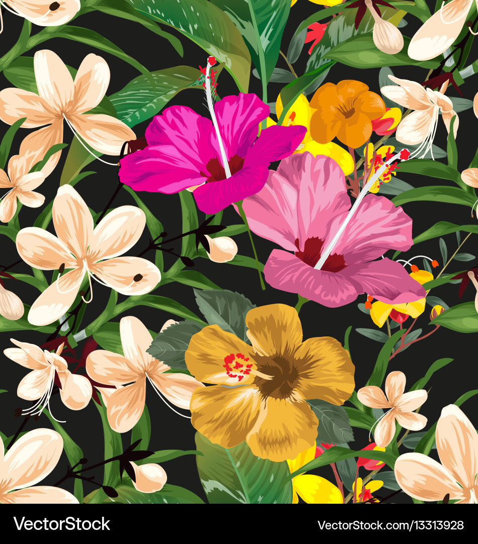 Tropical Floral Pattern Vector Image
