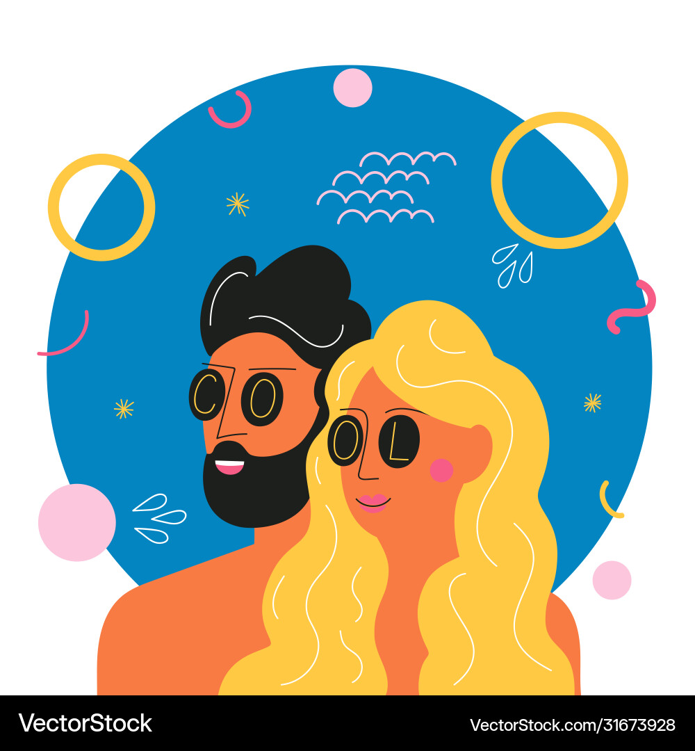 With bearded man and blonde long hair woman With bearded man and blonde long hair woman vector image