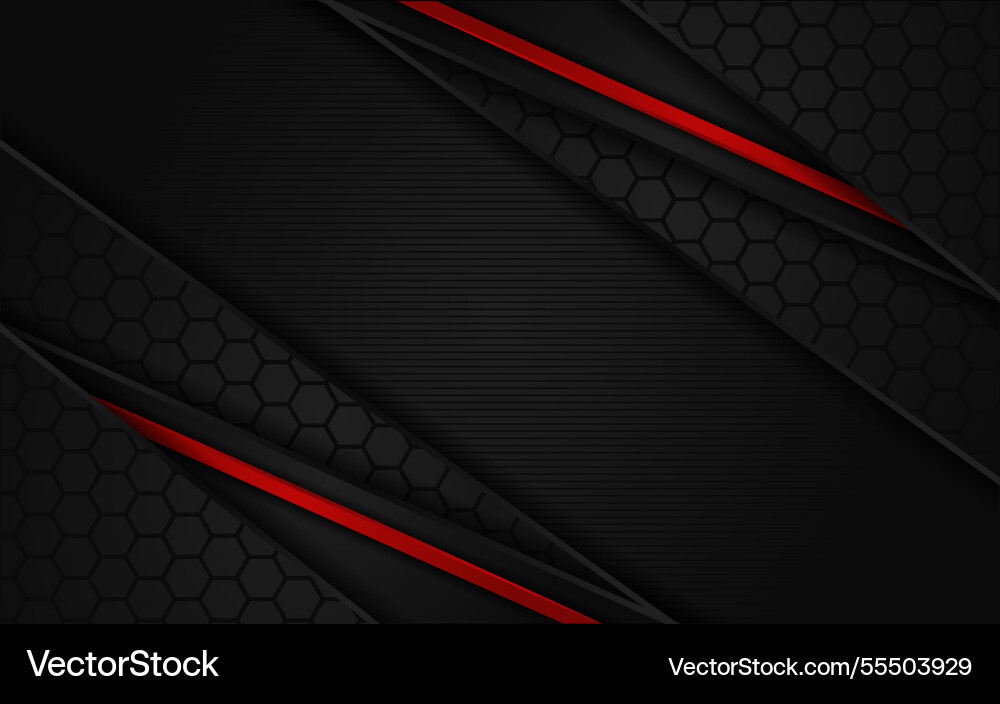 Abstract dark hexagon background with red line Abstract dark hexagon background with red line vector image