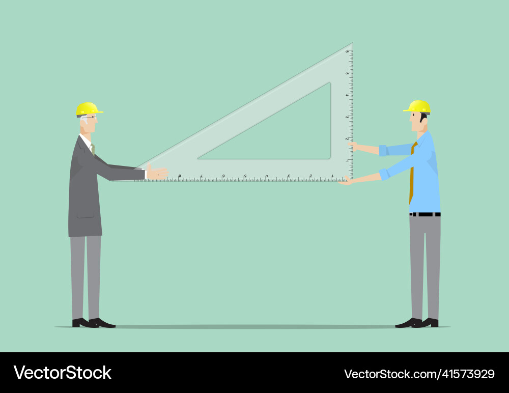 Architects with big triangular ruler Vector Image