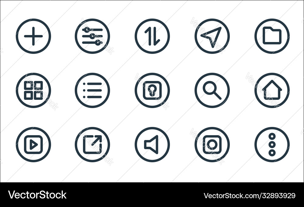 Basic ui line icons linear set quality Basic ui line icons linear set quality vector image