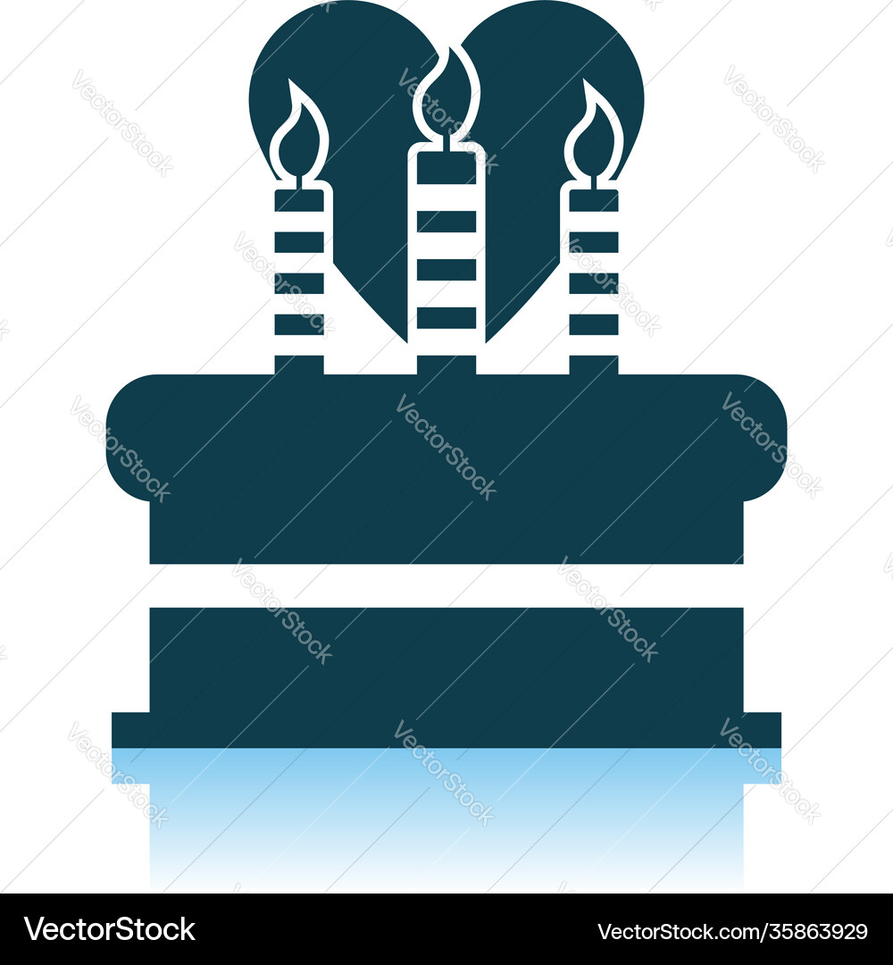 Cacke with candles and heart icon Cacke with candles and heart icon vector image